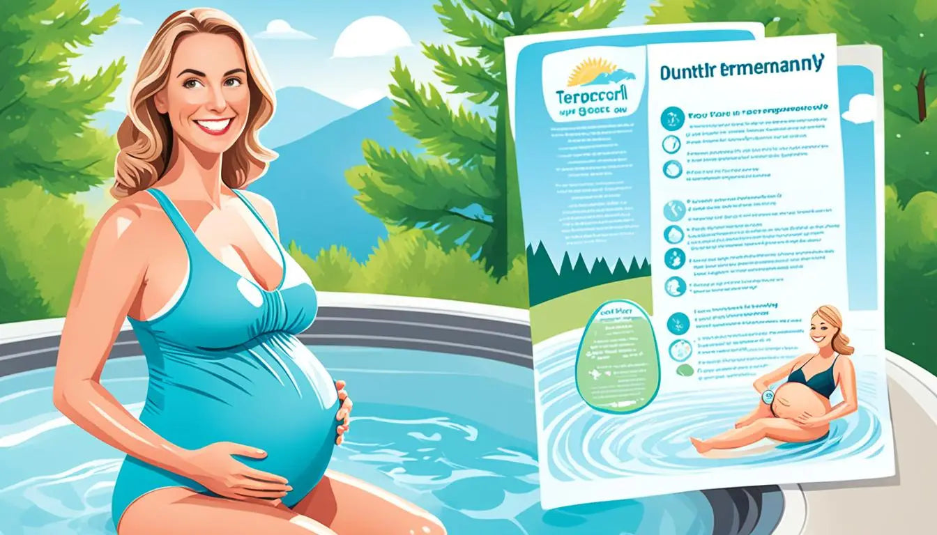 Expectant Mother In a Pool With ’pregnancy’ Sign, Highlighting Prenatal Health Tips.