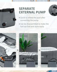 Grey Inflatable Hot Tub Spa W/ Pump, 4-6 Person - Ideal For Home Air Purification