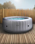 Insulated Hot Tub Mat For Wave Spa Hot Tubs On a Deck With a Fence In The Background