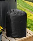 Insulated Pump Cover For Egg Pump - Black Trash Bag Atop Wooden Crate