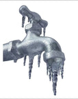 Frozen Water Faucet With Icicles, Protected By An Insulated Jacket For Garden Taps