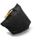 Black Fabric Pouch With a Gold Clasp As An Insulated Jacket For Garden Taps