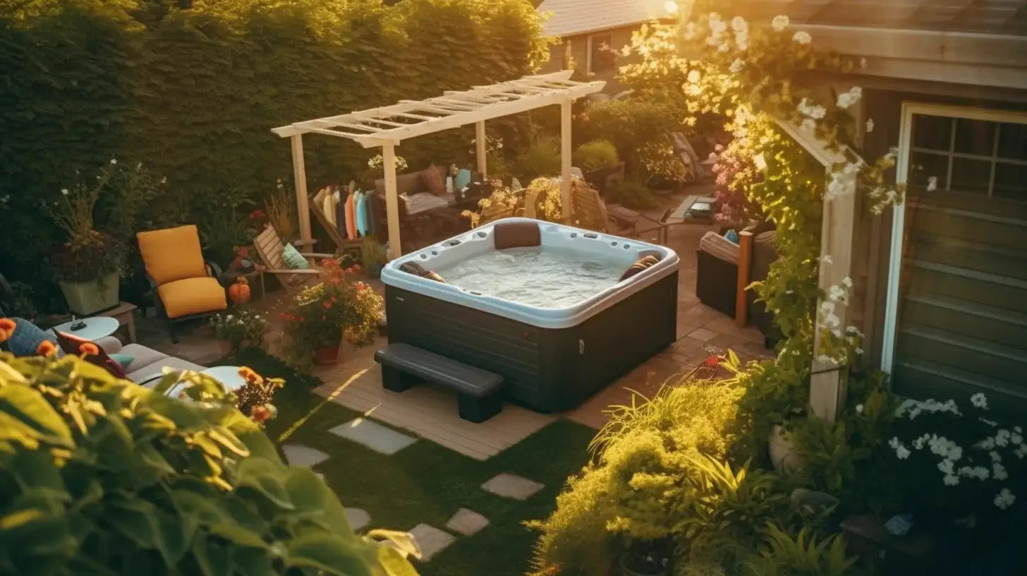 Cleverspa Hot Tub With Quality Insulation And Water Treatment In a Cozy Backyard Setting.