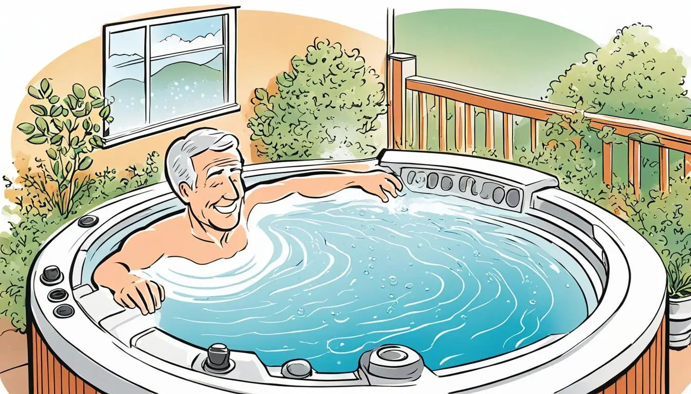 A Man In a Hot Tub Enjoying The Rejuvenating Benefits Of Hot Tub Hydrotherapy.