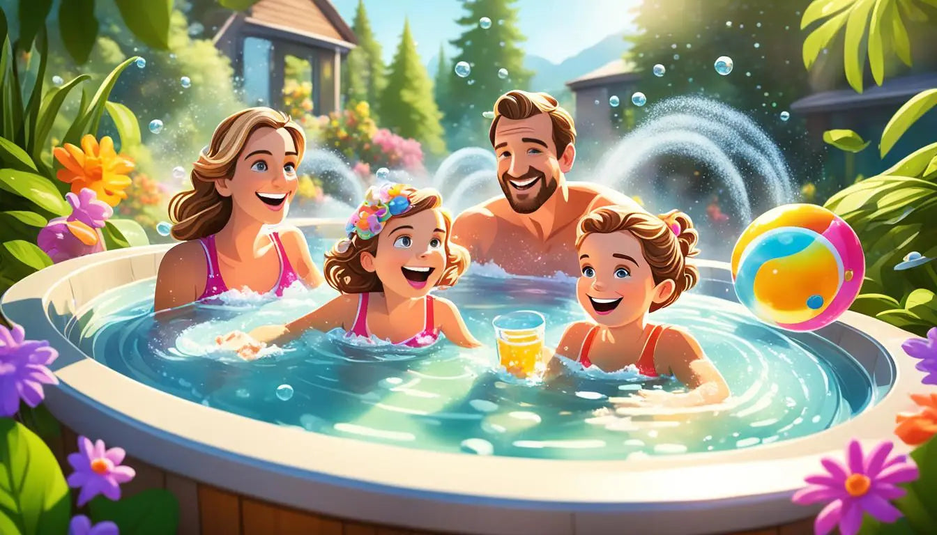 A Family Enjoying a Hot Tub With Bubbles During a Fun And Relaxing Spa Night.