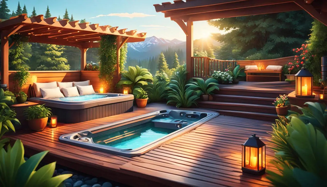 Hot Tub On Wooden Deck Beside Gazebo, Enhancing Hot Tub Privacy In Your Private Oasis.