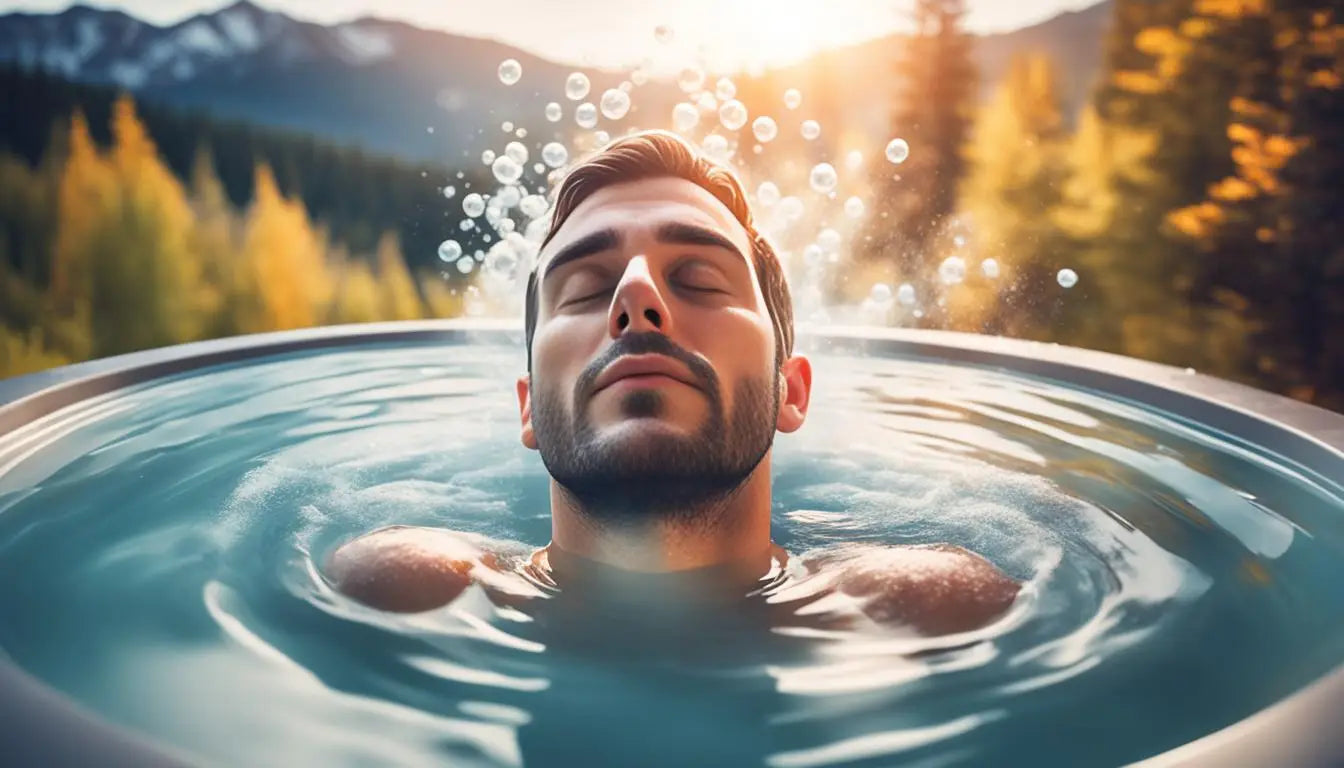 A Man Enjoying Headache Relief In a Hot Tub With His Eyes Closed.