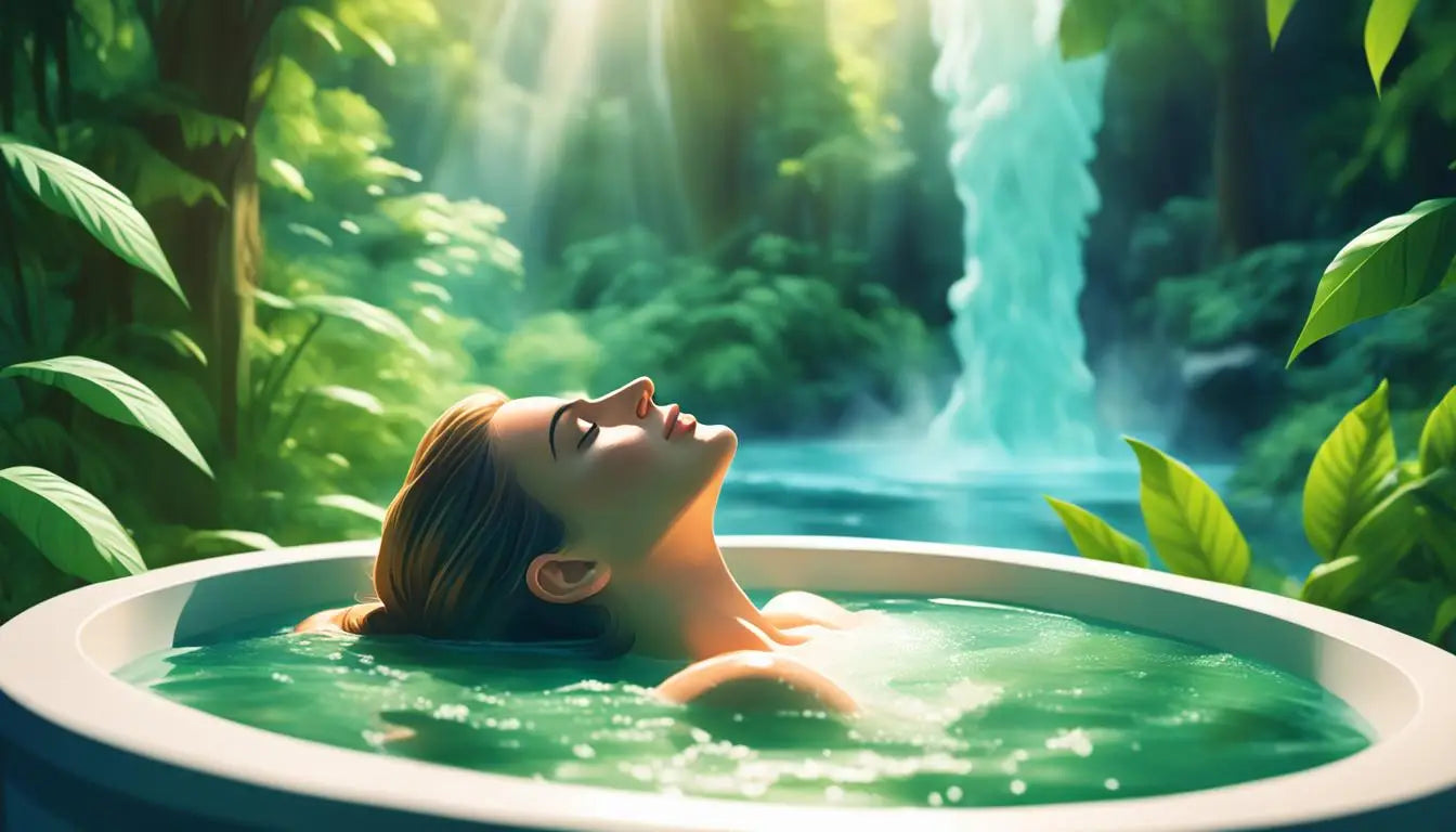 Woman Relaxing In a Jungle Hot Tub, Showcasing The Mental Health Benefits Of Hot Tubs.