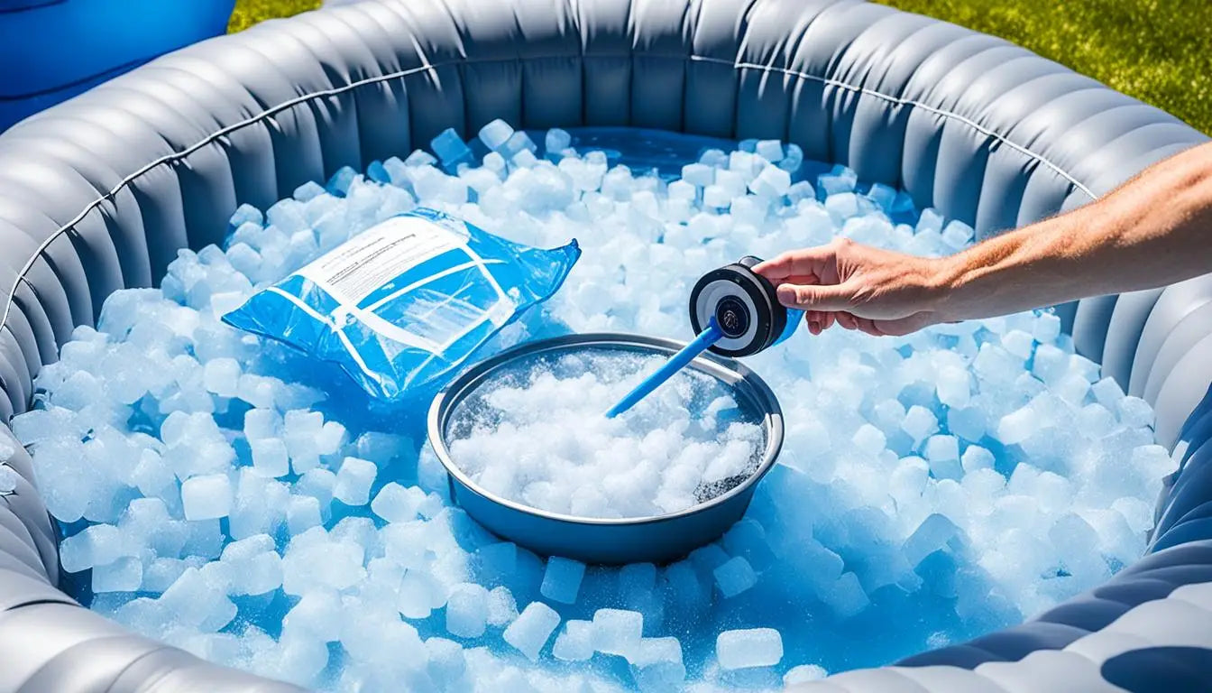 Person Filling An Inflatable Hot Tub With Clean Water In a Backyard Setting.