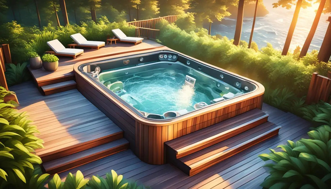 Inflatable Hot Tub In The Middle Of a Deck For Ultimate Stress Reduction And Relaxation.