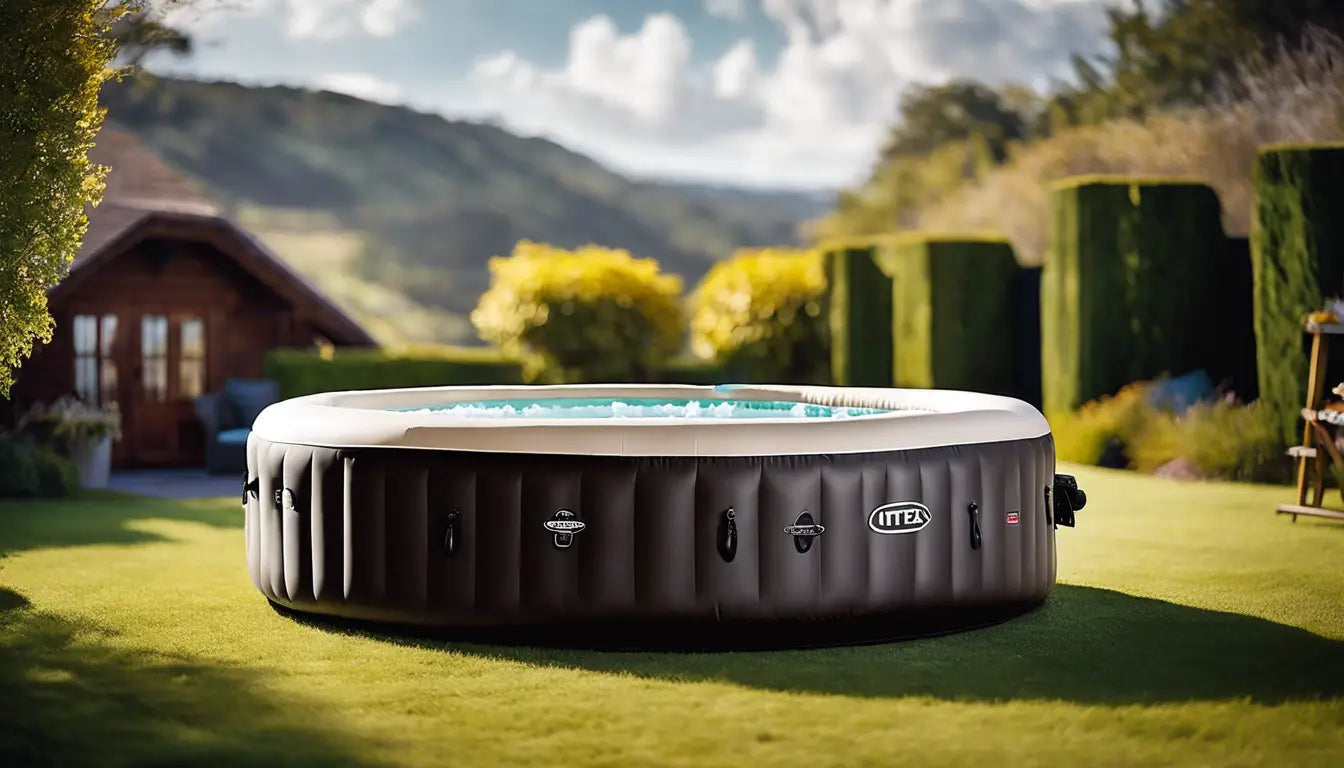 An Insulated Intex Purespa Hot Tub In The Backyard With Cwtchy Covers For Ultimate Relaxation.