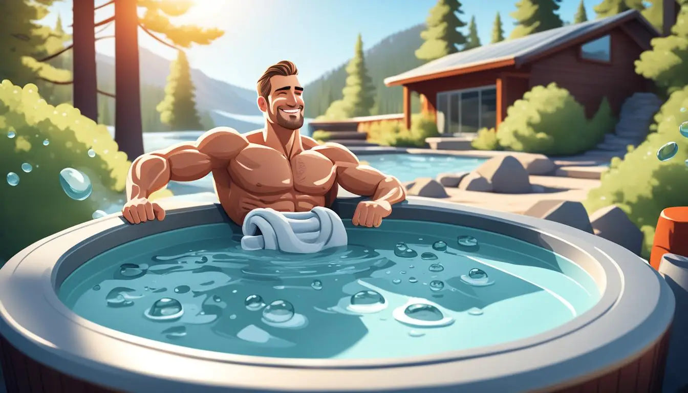 Man In Hot Tub Enjoying Heat Therapy For Muscle Repair And Athletic Performance.