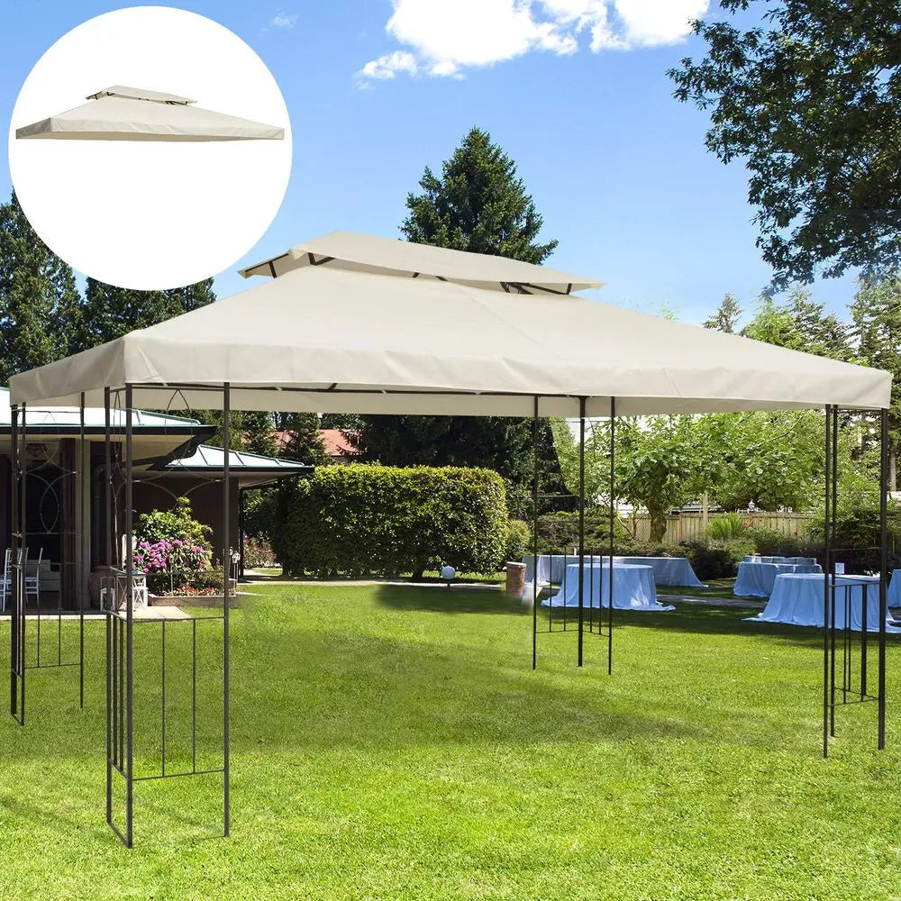 Large White Tent With Canopy And Blue Table - 3x4m Gazebo Replacement Roof Canopy