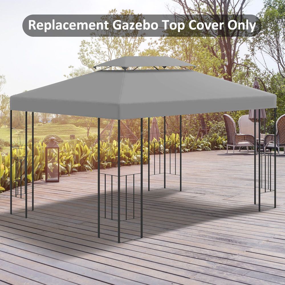 Outsunny - 3x4m Gazebo Replacement Roof Canopy 2 Tier Top Uv Cover Sun Awning Shelters For Polyester Cloth With Pa