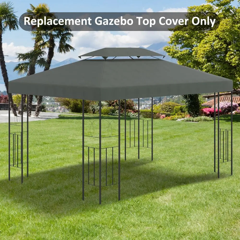 3x4m Gazebo Replacement Roof Canopy With Black Frame &amp; Uv Polyester Cloth Pa Coating