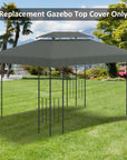 3x4m Gazebo Replacement Roof Canopy With Black Frame & Uv Polyester Cloth Pa Coating