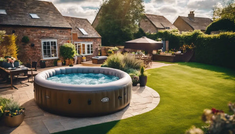 Hot tub in a garden enhances heating efficiency and creates a relaxing atmosphere.