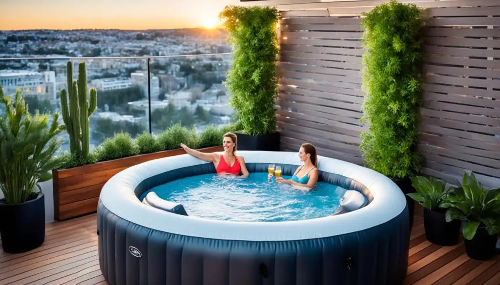 Balcony hot tub with privacy screen