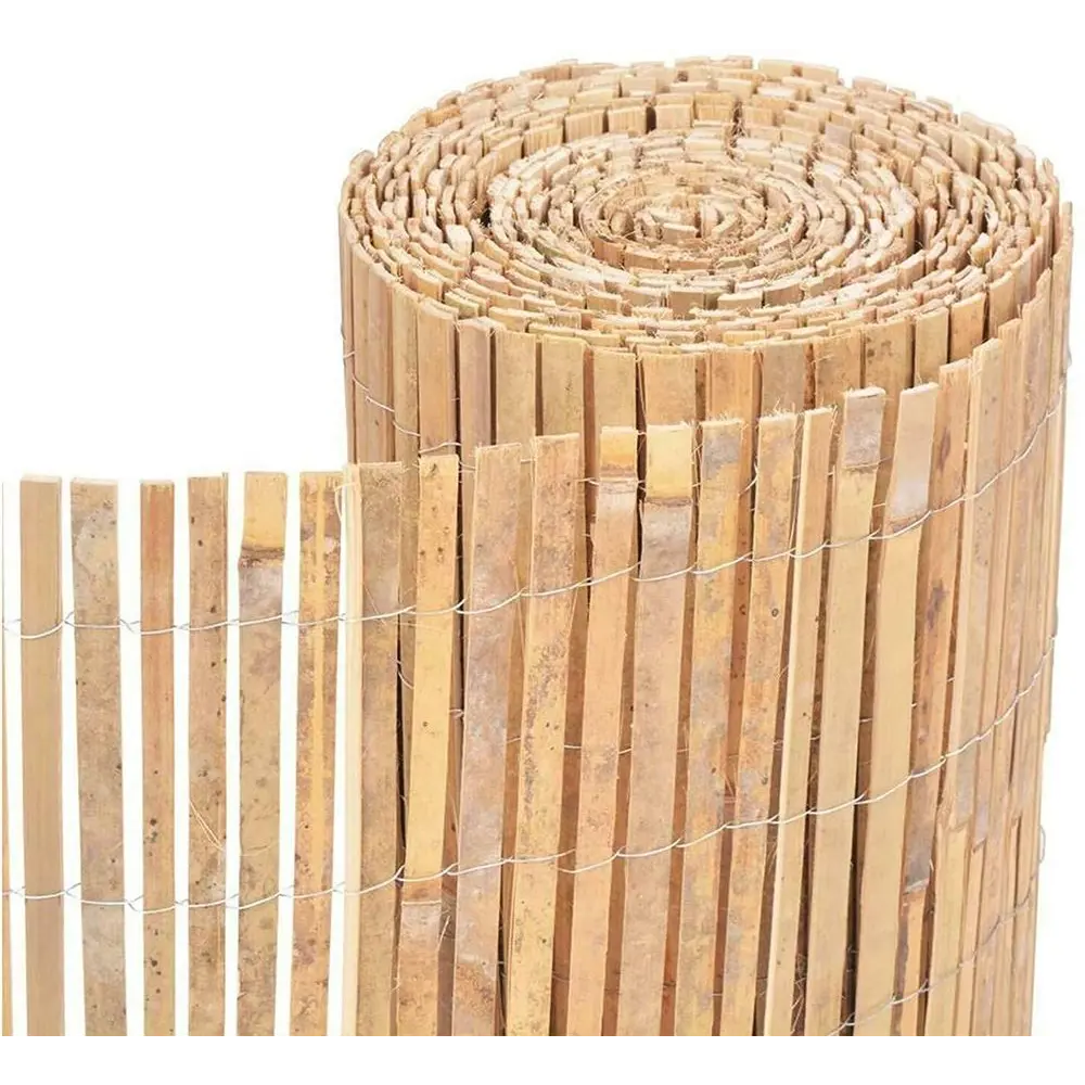 Close-up Of Bamboo Slatted Fence - Stylish Hot Tub Privacy Solution On White Background