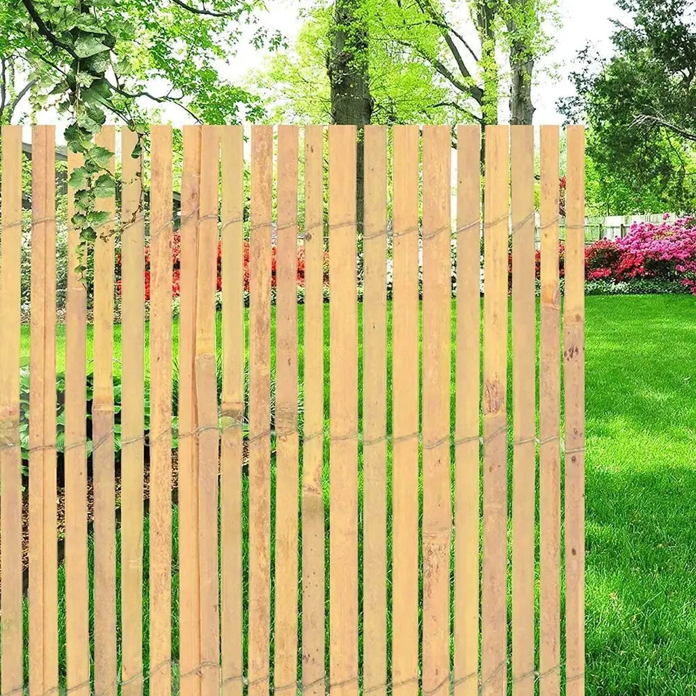 Bamboo Slatted Fence In Yard - Stylish Hot Tub Privacy Solution For Outdoor Areas