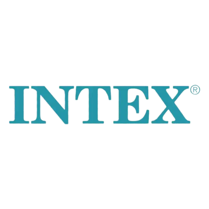 Blue and white intex logo on a transparent background.