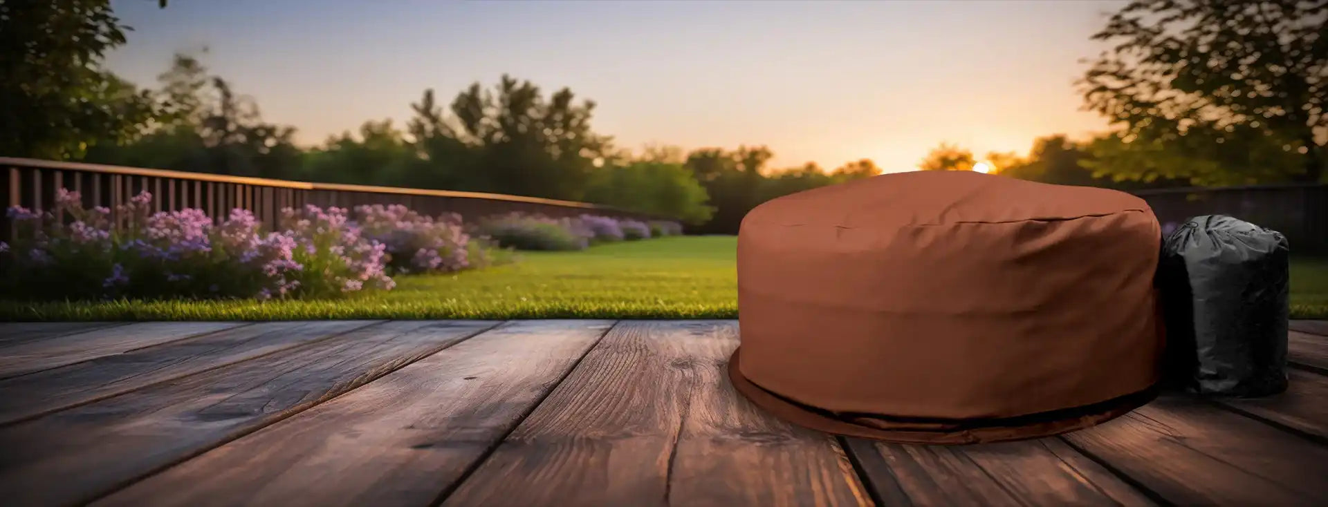 Brown outdoor furniture cover.