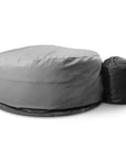 Gray protective cover for a pizza oven with black storage bag for Deluxe Leather Hot Tub