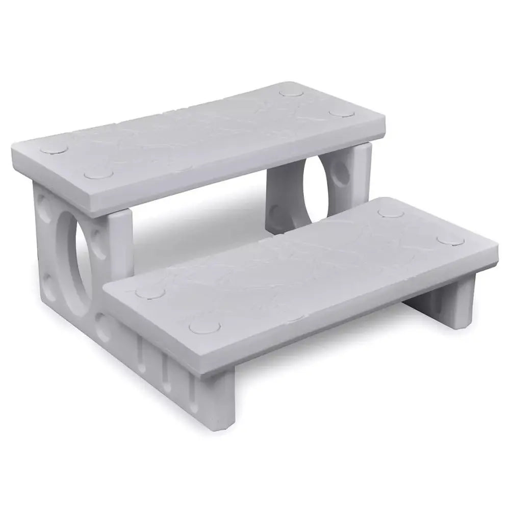 Grey Plastic Step Stool With Non-skid Surface Featured In White Spa Steps Product