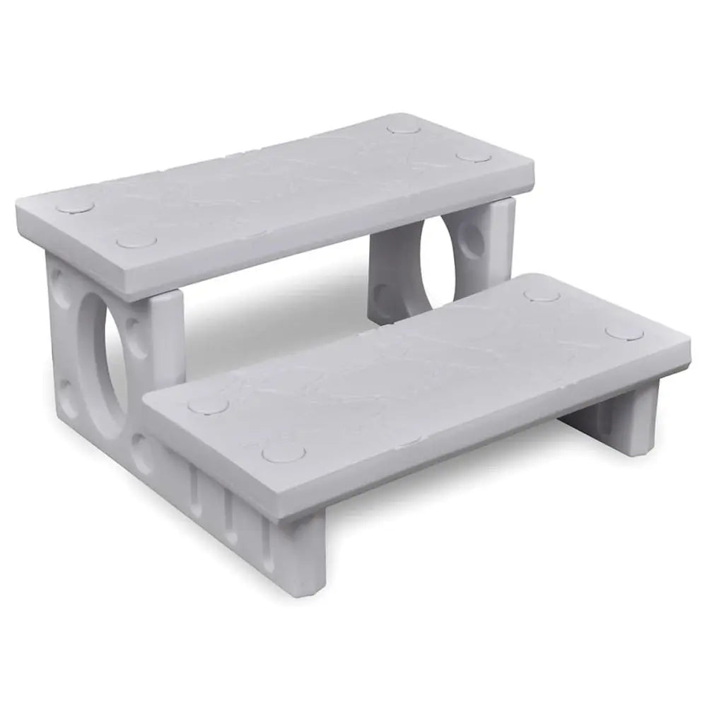 Grey Plastic Step Stool For Spa With Non-skid Surface, Displayed As White Spa Steps