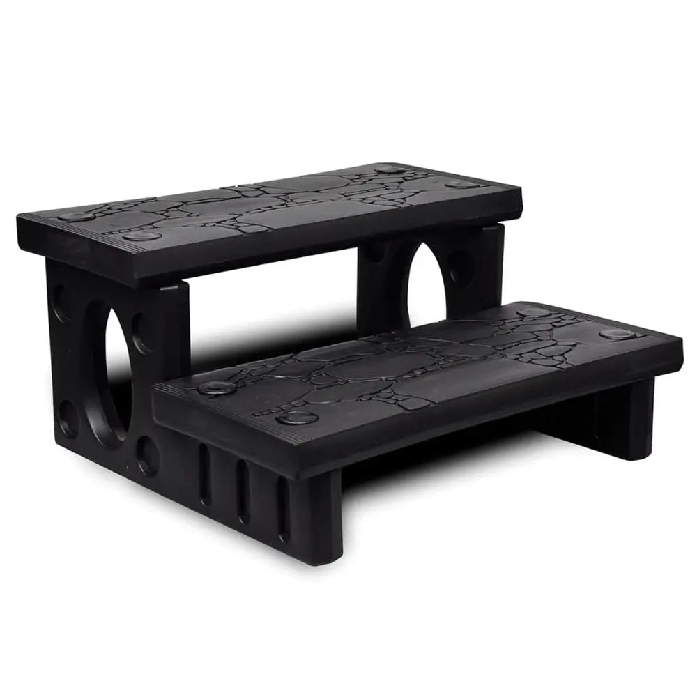 A Pair Of Black Plastic Spa Steps With a Non-skid Surface From The White Spa Steps Collection