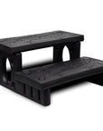 A Pair Of Black Plastic Spa Steps With a Non-skid Surface From The White Spa Steps Collection