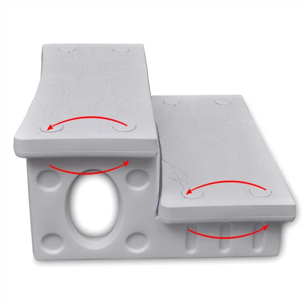 White Spa Steps With Non-skid Surface Featuring a Secure White Plastic Box With a Hole