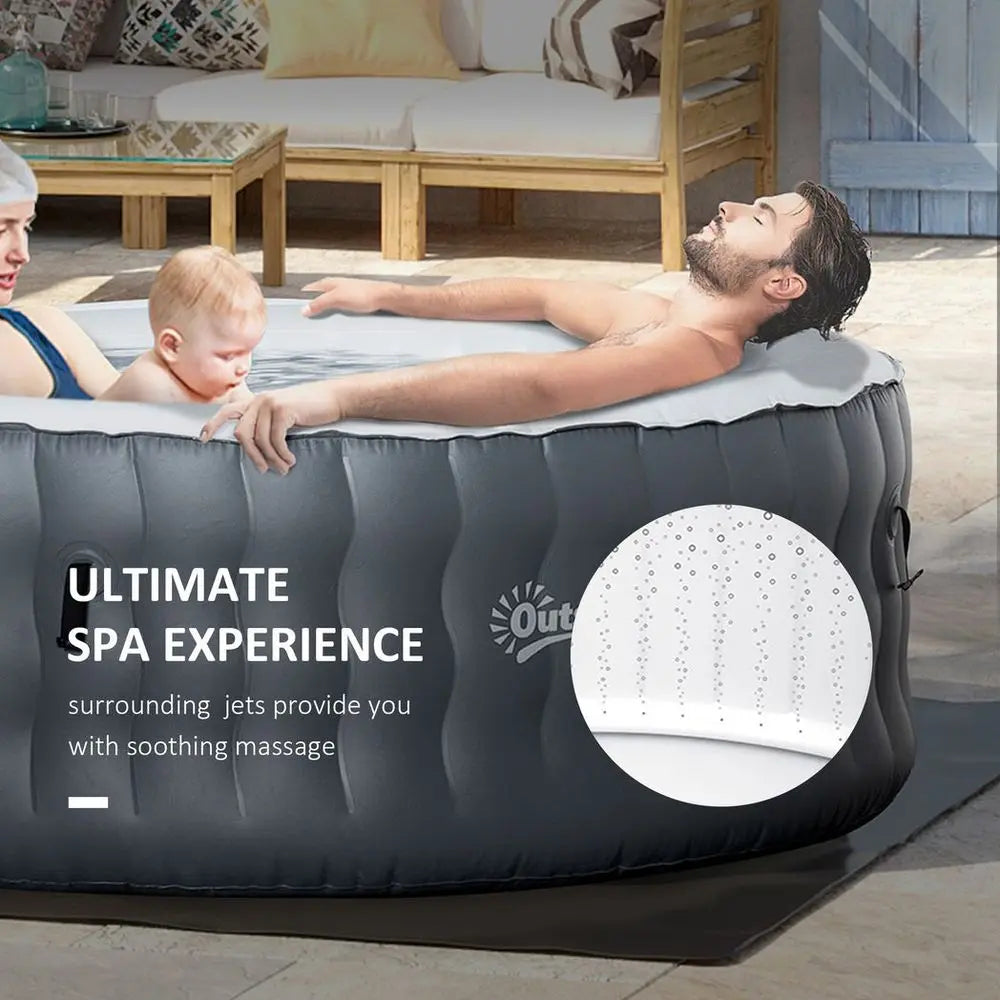 Ultimate Inflatable Air Bed In a Round Inflatable Hot Tub Bubble Spa For 4-6, Grey