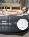 Ultimate Inflatable Air Bed In a Round Inflatable Hot Tub Bubble Spa For 4-6, Grey