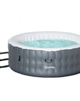 Round Inflatable Hot Tub Bubble Spa With Pump, Cover, For 4-6 People In Grey