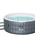 Round Inflatable Hot Tub Bubble Spa W/ Pump, Cover, 4 Person, Light Grey