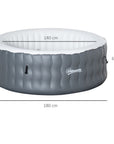 Outsunny - Round Inflatable Hot Tub Bubble Spa W/ Pump Cover 4 Person Light Grey | Easy Set - up & Advanced Heat