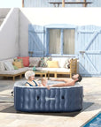 Relax In The Sun With The Inflatable Hot Tub Spa For 4-6 People, Dark Blue, Square