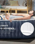 Inflatable Hot Tub Spa W/pump For 4-6 People, Dark Blue Square With Ultimate Air Mattress