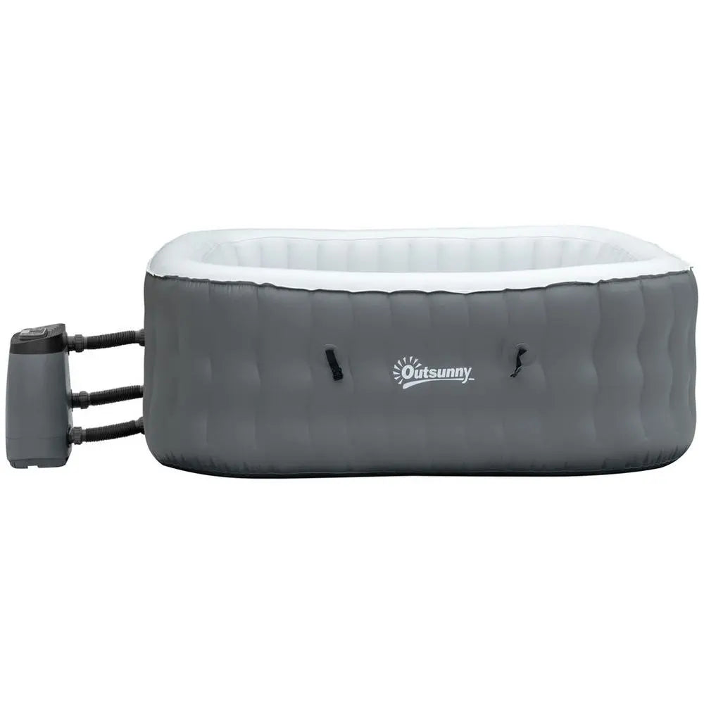 Inflatable Hot Tub Spa w Pump 4 6 Person Grey Square