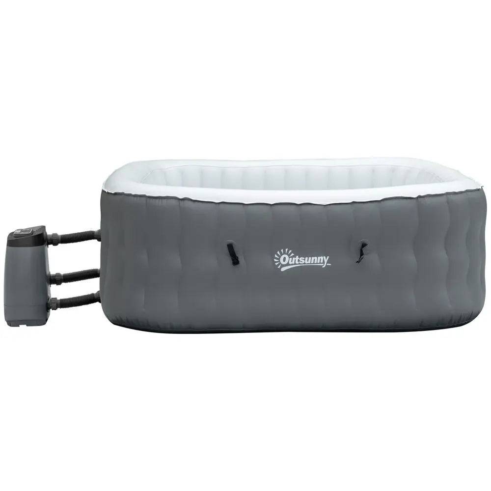 Portable Coleman Inflatable Hot Tub Spa, Fits 4-6 People, Grey, Square With Pump Included