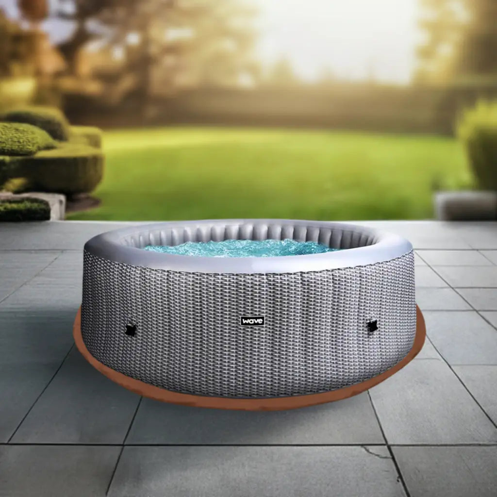 Hot Tub On Patio With Wave Spa Atlantic And Insulated Hot Tub Mat For Extra Comfort