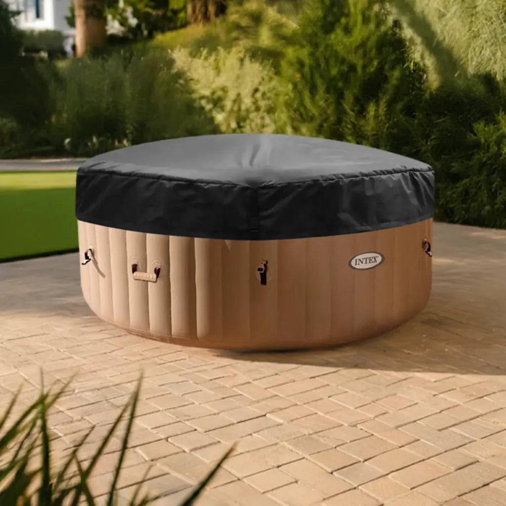 Hot Tub With Insulated Lid For Intex Purespa Bubble On a Brick Patio