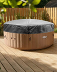 Intex Purespa Hot Tub On a Wooden Deck With The Insulated Lid For Intex Purespa Hot Tubs