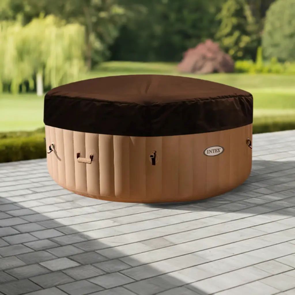 Intex Purespa Hot Tub With Insulated Lid On a Patio For The Perfect Bubble Relaxation