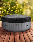 Round Dog Bed On Wooden Table For Wave Spa Atlantic Hot Tubs