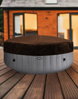 Round Outdoor Ottoman With Brown Cover For Wave Spa Hot Tubs - Atlantic Collection