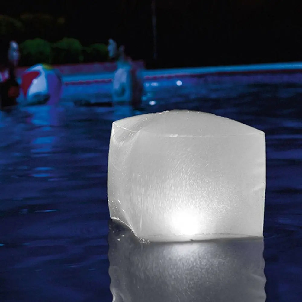 Floating White Ice Cube With Multi-color Illumination - Ideal Hot Tub Experience