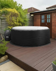 Inflatable Hot Tub On a Wooden Deck Featuring Insulated Hot Tub Jacket For Canadian Spa