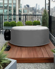 Canadian Spa Pacific Hot Tub On Wooden Deck With Inflatable Insulated Hot Tub Jacket